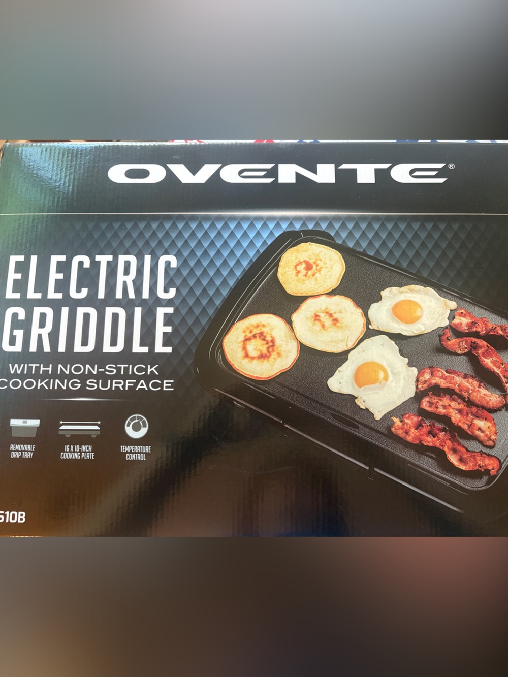 Ovente Black Electric Griddle with Non-Stick Cooking Surface 16 x 10